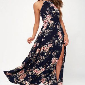 Lulus Midnight Blue Floral Print Maxi Dress